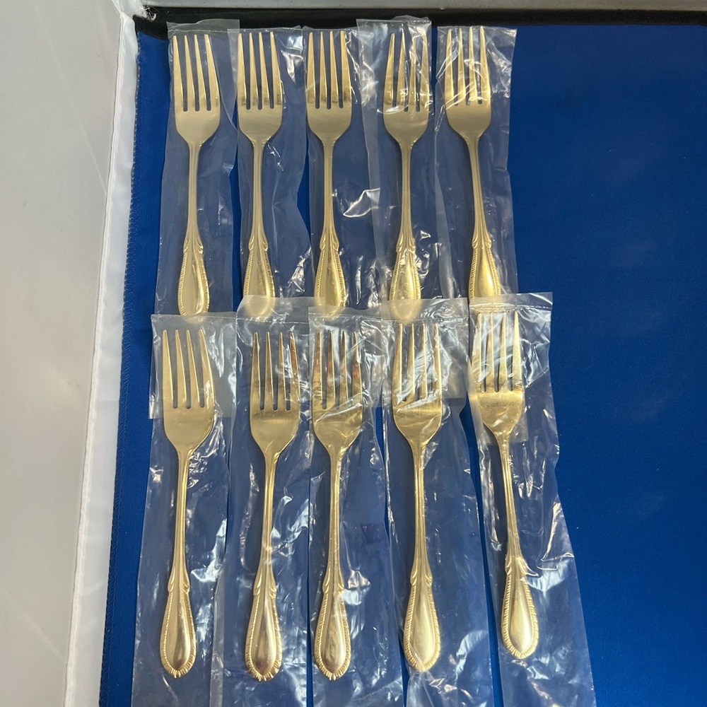 Farberware BREEZE GOLD Electroplate Flatware Salad Forks Set Of 10